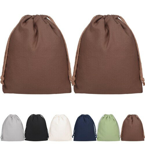 巾着袋 無地 巾着ポーチ ラッピング袋 収納袋 ギフトバッグ 引きひも 小物収納 旅行 お弁当 給食袋 大 小 (コーヒー, 25x32)