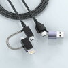 3in2 充電ケーブル 60W PD 高速充電ケーブル iPhone/USB C/マイクロUSBポート付き3...