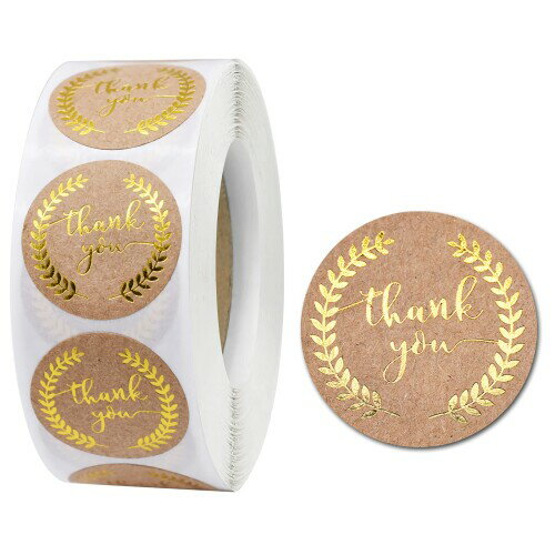 PBM 金文字 サンキューシール 円形 ロールタイプ シンプル thank you ギフトシール ハンドメイド かわいい ラッピング装飾 サンキューステッカー ...
