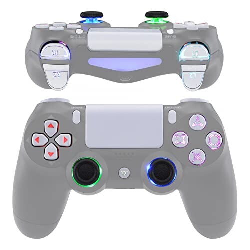 eXtremeRate ps4コントローラーに対応用マルチカラー発光D-padサムスティックトリガーホームフェイスボタン、ps4 Slim Pro CUH-ZCT2コントローラーに対応用DTFS (DTF 2.0) LEDキット