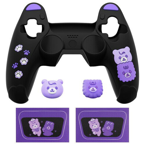 PlayVital ps5コントローラーに対応用シリコンカバー、可愛いクマスタイルカバー付けたまま充電ステーションにも対応し、サムスティックキャップ&タッチパッドシール付属しています