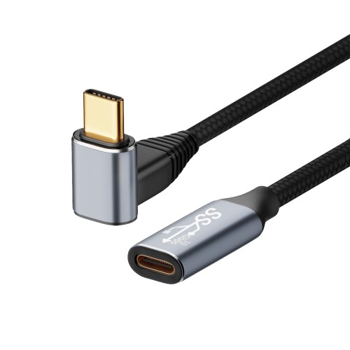 USB Type C 延長ケーブル L字 2m PopolierUSB 3.1 Gen2(10Gbps) 高速データ転送 ナイロン編み 高耐久macbook air 2022 /2021 iPad mini/ipad mini 6/2022 iPad Pro /M1 Mac mini Xperia Huawei USB-C各種対応