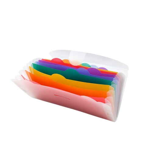 ドキュメントファイル 13ポケット 書類 領収書/伝票 収納 領収書の紙 ファイルボックス 書類収納ケース 分類整理 持ち運び便利 PP防水 事務用品 (White/Rainbow)