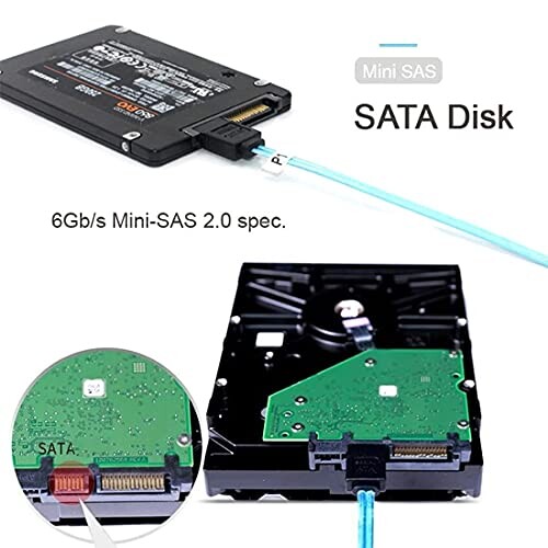 ChenYang CY SAS 6 SATA 7ピン オス 内部ホストから6 SATA 7ピン オス ターゲット ハードディスク 6Gbps データサーバー RAID ケーブル 3