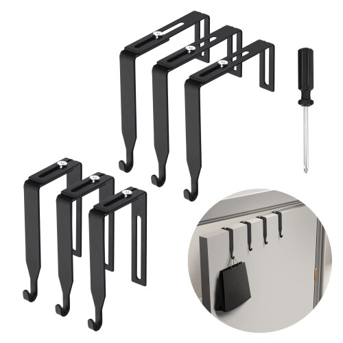 6個 調節可能なキュービクル壁フック キュービクルハンガー - 金属製ユニバーサルパーティションハンガー クロスドライバー付き - ドア上のキュービクルアクセサ...