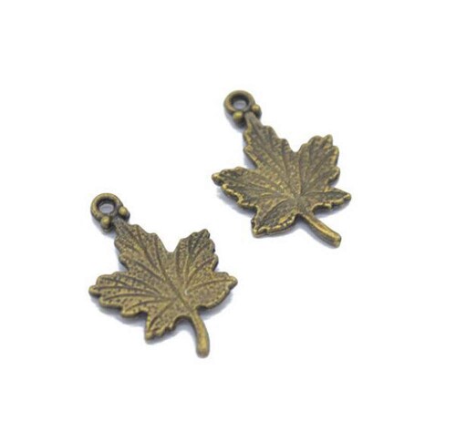 HJ アクセサリーパーツ 紅葉 ペンダント 金属パーツ 合金 チャーム ネックレス ブレスレット ジュエリー DIY (ブロンズ, 100pcs)
