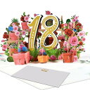 Magic Ants 18周年記念カード バースデーカード 18周年結婚記念日カード 立体グリーティングカード 18歳バースデーカード お祝いカード バラの花束...