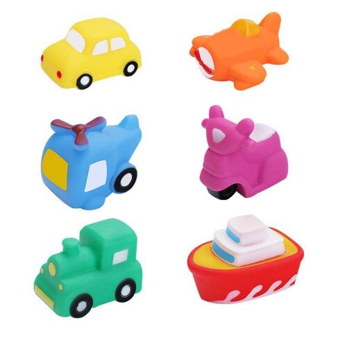 乗り物のおもちゃ 早教玩具 鳴き声 浴室 プール 子供 風呂 水遊び 幼稚園（デザイン：乗り物のおもちゃ、合計6点セット）