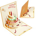 バースデーカード 誕生日カード 立体 大人 ポップアップバースデーカード おしゃれ 3D birthday card グリーティングカード 飛び出す 封筒付き (E)