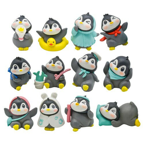 12個 ペンギン 北極 かわいい ミニペンギン 動物 置物 風景 庭の装飾 面白い 装飾彫刻像 フィギュア 飾り物 小さな 彫像 ミニチュア 樹脂 装飾品 工芸...
