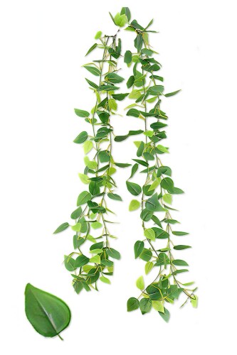 Tierneys フェイクグリーン ガーランド フェイクリーフ インテリア 人工観葉植物 壁掛け 吊り下げ 屋内 屋外 ベランダ ガーデニング (1, グリーンポトス, 2m 針金芯入り)