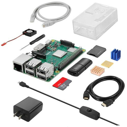 Raspberry Pi 3 Model b+ ラズベリーパイ3b+ 32GB microSDカード/5V/3A スイッチ付き電源/HDMIケーブル/MicroSDHCカード32GB/CAT6ネットケーブル/DCブラシレス冷却ファン/ドライバー/ラズパイ専用ケース/カードリーダ 日本語取扱説明書/ 【セット内容】ラズベリーパイ3b+本体、32GB・CLASS10SDカード、Raspberry Pi 公式から推奨されていたアンペアである5V3.0AのUSB電源アダプターとスイッチ付き電源ケーブル、HDMIケーブル、CAT6ネットケーブル、ドライバー、冷却ファン、熱発散ヒートシンク、ラズパイプラスチック専用ケース、カードリーダ豊富な付属品が含まれています。ラズベリーパイ熱狂者に最適です。1年の保証があり、ご安心ください。ご注意:microSDカードは赤いラズベリーパイ本体に入りました。 【Raspberry Pi 3 Model B+】ラズパイ3b+のCPUはラズパイ3Bよリビジョン違いの64ビット4コア/ARM Cortex-A53ベースBCM2837B0、クロックは200MHz向上して、1.4GHzとなりました。ネットワーク関連機能について、無線LAN/BluetoothチップはCypress CYW43455を採用して、デュアルバンド802.11ac(5GHz帯)を利用できます。有線LANについて、USB-LANチップは1GHzのLAN7515になります。3 Model Bと比べて約15%の高速化になります。 【5V/3A電源】Raspberry Pi 公式から推奨されていたアンペアである5V/3.Aの電源アダプターとON/OFFスイッチ付き電源ケーブルについて、ワンボタン操作で電源のオン・オフ操作が出来ます。PSE認証済、最大5V/3Aの電流を供給できます。過電力保護、過電流保護、短絡保護、過電圧保護、低電圧保護、静電保護など、さまざまな機能が含まれています。低電圧を心配しないでください。 【専用ブラックケース】ラズベリーパイ 3 b+専用ブラックケースはネジは必要なく、誰でも簡単に素早く取り付けることが可能です。Raspberry Pi 3本体をポケットやバックパックに入れて持ち運ぶことができます。ファンとヒートシンクの組み合わせ、良い冷却の効果が最高です。 【用途】様々な外部機器と連携し、機能を拡張していけることも魅力の一つです。教材、ホビー用という枠を超え、産業・組込・設備用途などビジネスユースでの採用を確実に増やしてきました。 商品コード57063567599商品名Raspberry Pi 3 Model b+ ラズベリーパイ3b+ 32GB microSDカード/5V/3A スイッチ付き電源/HDMIケーブル/MicroSDHCカード32GB/CAT6ネットケーブル/DCブラシレス冷却ファン/ドライバー/ラズパイ専用ケース/カードリーダ 日本語取扱説明書/型番VJRPI3Modeカラーブラック※他モールでも併売しているため、タイミングによって在庫切れの可能性がございます。その際は、別途ご連絡させていただきます。※他モールでも併売しているため、タイミングによって在庫切れの可能性がございます。その際は、別途ご連絡させていただきます。