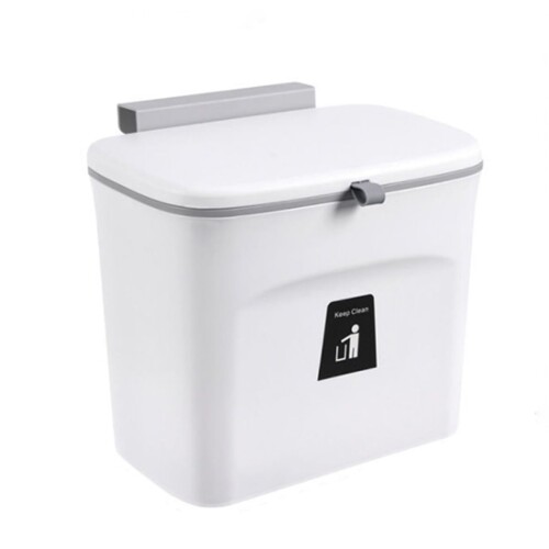 SUSWIM壁掛けゴミ箱 キッチンゴミ箱 ひっかけ ぶら下げごみ箱 フック付き、跡残りしないシール、スクレ..