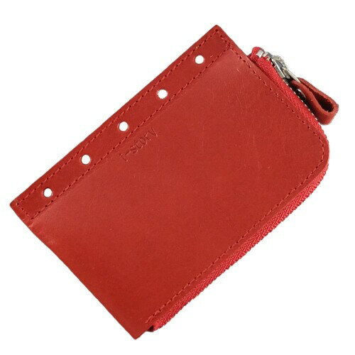 (i-story) ミニ5穴用 システム手帳リフィル (1)ファスナーケース 日本製 (レッド)