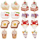SUNNYCLUE 32個8種 エナメル 猫 チャーム ネコ チャーム ケーキ チャーム かわいい アイスクリーム ペンダント 可愛い 招き猫 パーツ ミルクテ...