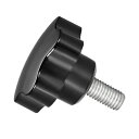 CoCud スタークランプノブ M10 x 25 mmオスネジ 39 mmヘッド プラスチック サムスクリューグリップハンドノブねじボルト ブラック 用途:旋盤機械用 1個入り