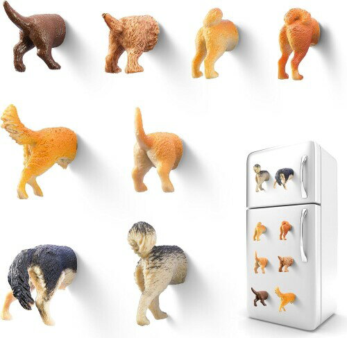 犬のお尻マグネットで冷蔵庫にユーモアと面白さを加える 8 個 - 大人や子供向けの家庭用冷蔵庫マグネッ..