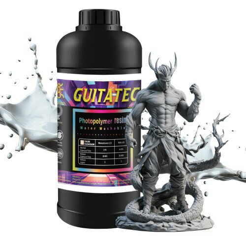 GUITATECH 光造形水洗いレジン 3Dプリント専用 水洗い可能な光硬化樹脂 (Grey, 1000 ML)