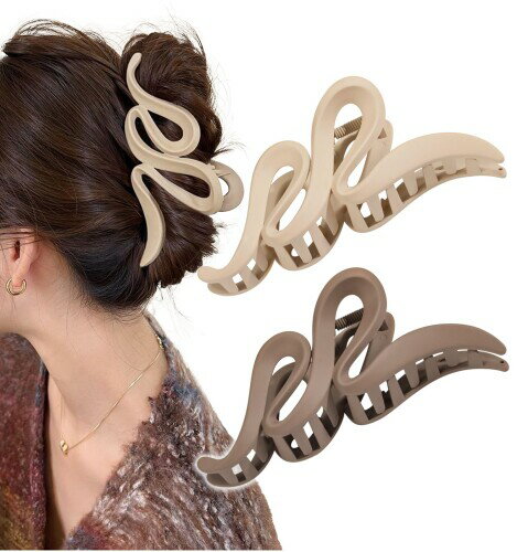 (Herbeluemily) バンスクリップ ヘアクロー ヘアクリップ 髪留め 大きめ 大人 波型...