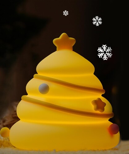 クリスマスツリーナイトライト クリスマスツリーライト LEDの暖かい光 タイマ設定 USB充電式 シリコン製 間接照明 プニプニ テーブルランプ 夜間ライト 出産祝い (クリスマスツリー)