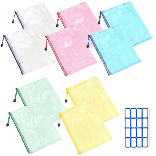 オーディオファン A5メッシュファイルバッグ 5色 クリアファイル メッシュケース ファスナー付きポーチ..