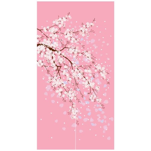 のれん 暖簾 間仕切りカーテン目隠し見えにくい おしゃれ 玄関 温泉 旅館 ホテル 廊下 お風呂 洗面所 トイレ ドアカーテン キッチン リビング 飲食店 出入り口 桜 幅85丈170cm
