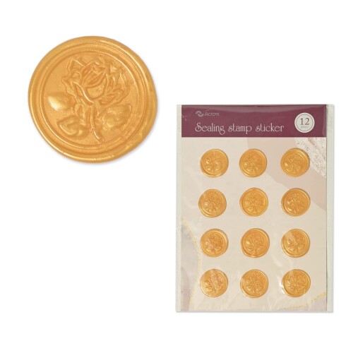 シーリングワックス シール スタンプ セット 手紙 封筒 招待状 封蝋 蝋燭 手作り (ゴールド, 12個)