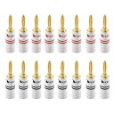 Nakamichi バナナプラグ banana plugs 24K金メッキ スピーカーケーブルコネクター アルミメタルシェル 12AWG-18AWGゲージサイズ4mm (16個(8ペア), バナナプラグ)(2)