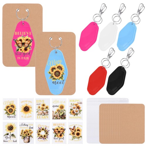 HICOHAND UV DTFラップステッカー, 防水 UV DTF モーテルキーチェーン ひまわり転写ステッカー 1セット..