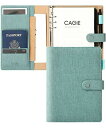 CAGIE システム手帳 a5 6穴 リング 内径約25mm マグネットタイプ バインダー メモ 120g厚い紙 インデックス付き システム手帳 グリーン PU レザー ビジネス手帳 カード収納 ペンホルダー付き(3)