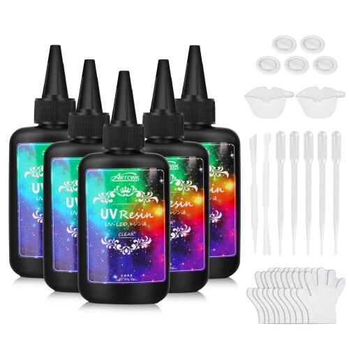 UVレジン液 500g レジン液 大容量 UV/LED対応 高い透明 低粘度 急速硬化 ハードタイプ DIY手作り装飾 ..