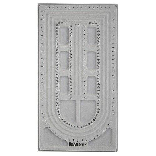 Beadsmith ビーズボード、グレーフロック加工、U字型3個、ストレートチャンネル3個、10 x 18.5インチ、ブレスレット、ネックレス、その他のジュエリーを作るためのデザインボード。