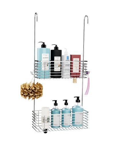 YQh二重浴室ラック、浴室バスケット、18-8ステンレスシャワーラック、シャンプーラックサスペンション..