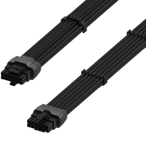 LINKUP - AVA 600W PCIE 5.0 16Pin (12 4) High Current Power Cable 16AWG 成形 はんだ付き スリーブタイプ RTX4000およびRTX3000 FEに対応 70cm ブラック