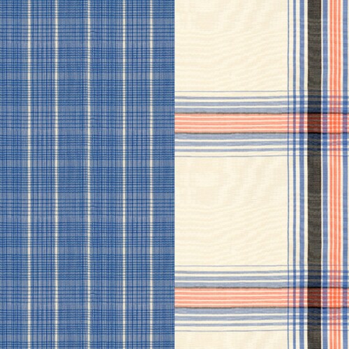 nora CL1035 チェック シーチング 生地 手芸用 ブルー アイボリー カット済み (生地巾110cm×100cm)