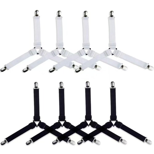 ベッドシーツクリップ 8個セット 布団クリップ ズレ防止クリップ 三角形ゴムバンド 調節可能 ゴムバン..