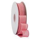 幅25mm バーラップワイヤーリボン 長さ18m ギフト包装、蝶結びの作り方、ナチュラルなウェディングの装飾、クリスマスツリーの飾りに最適 #150ピンク