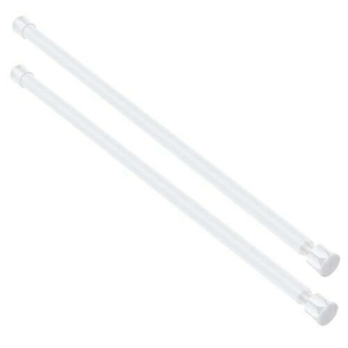 シャワーカーテンロッド 錆びない 滑り止め 調節可能 突っ張りカーテンロッド ドリル不要 高耐久 スプリングテンション 13TD16-28WHx2