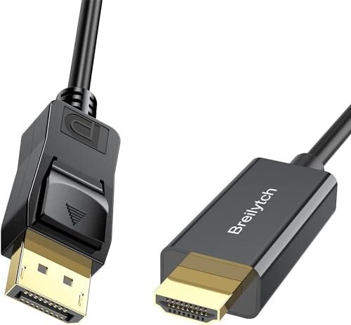 Breilytch DisplayPort HDMI 変換ケーブル1.8M 4K ディスプレイポート HDMI 変換 ケーブル DP - HDMI(オスーオス) 逆方向変換非対応コード パソコン、プロジェクター、モニター 拡張モードとミラーモ