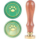 CRASPIRE ワックスシールスタンプ, シーリングスタンプ 足跡 犬の足 ワックスシーリングスタンプレトロ ウッドスタンプ 取り外し可能な ブラスヘッド 2...