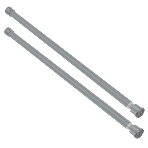 シャワーカーテンロッド 錆びない 滑り止め 調節可能 突っ張りカーテンロッド ドリル不要 高耐久 スプリングテンション 13TD12-20GRx2