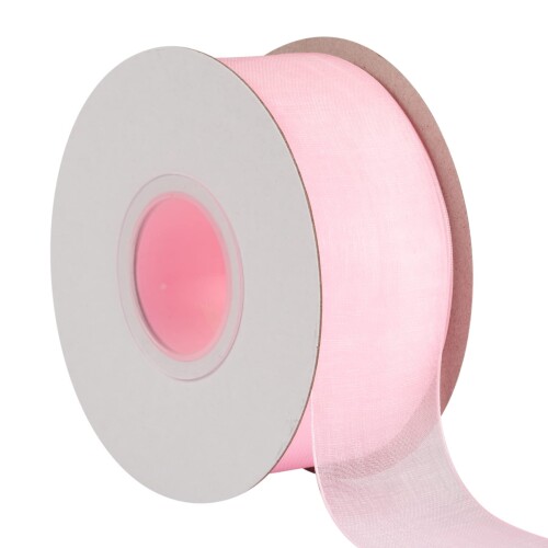 オーガンジーリボン 幅38mm 長さ45M 手芸 DIY 花束 ヘアアクセサリー ギフトラッピング ウェディングデコレーション # ライトピンク