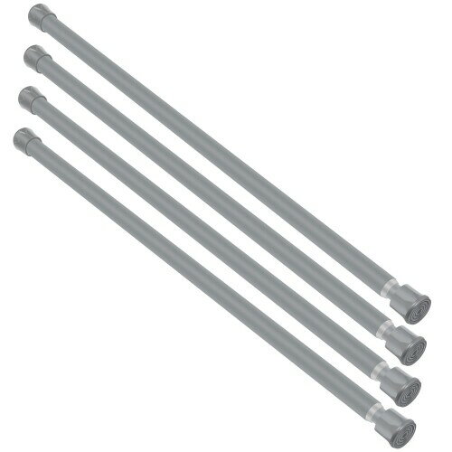 シャワーカーテンロッド 錆びない 滑り止め 調節可能 突っ張りカーテンロッド ドリル不要 高耐久 スプリングテンション 13TD16-28GRx4