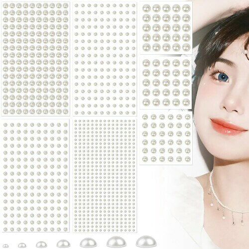 パール ステッカー パールシール 7枚セット ラインストーンシール フェイスステッカー 自己粘着性 顔面..
