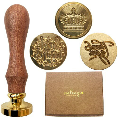 neliege シーリングスタンプ シーリングワックス ヘッド 3種 ハンドルセット 封蝋 手作り (A-5)