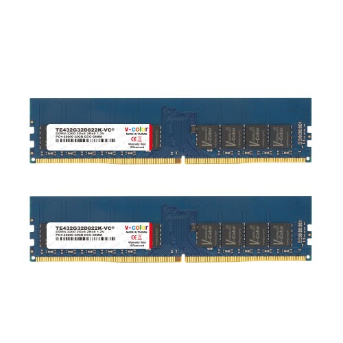 v-color Hynix IC Сѥ DDR4-3200MHz PC4-25600 64GB (32GB2) ECC Unbuffered DIMM 2Gx8 2Rx8 1.2V CL22 TE432G32D822K-VC