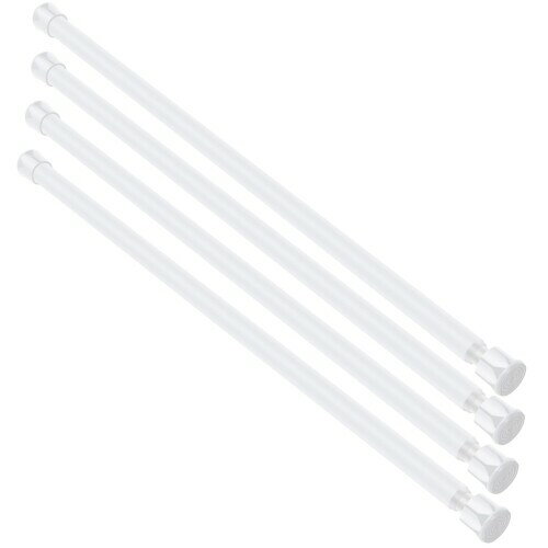 シャワーカーテンロッド 錆びない 滑り止め 調節可能 突っ張りカーテンロッド ドリル不要 高耐久 スプリングテンション 13TD12-20WHx4