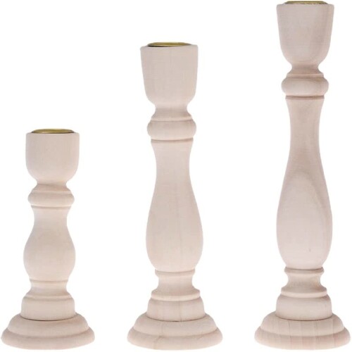 (CFT TIME)キャンドルホルダー 北欧 おしゃれ スタンド 木 木製 ろうそくたて シンプル 屋内屋外 (3点セット)