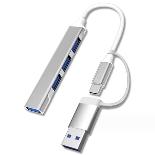 USBハブ ダブル接続方式 4in1 3in1 スリム ポータブル 分配機 増設 分岐 TYPE-C ドッキングステーション モバイルタイプ USB2.0 macbook (シルバー/TYPE-C接続/USBアダプタ)