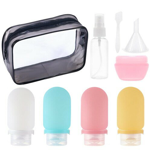 RUIYUNZHUZHU トラベルセット シリコン 旅行用 詰め替えボトル トラベルボトル セット スパチュラ+クリームボトル+ロート+スプレーボトル+バッグ付き 9個セット